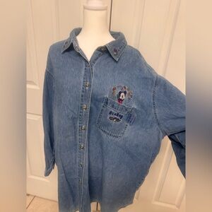 Vintage Mickey Unlimited Disney Jean Shirt Button Up Womens 26W/28W Jerry Leigh